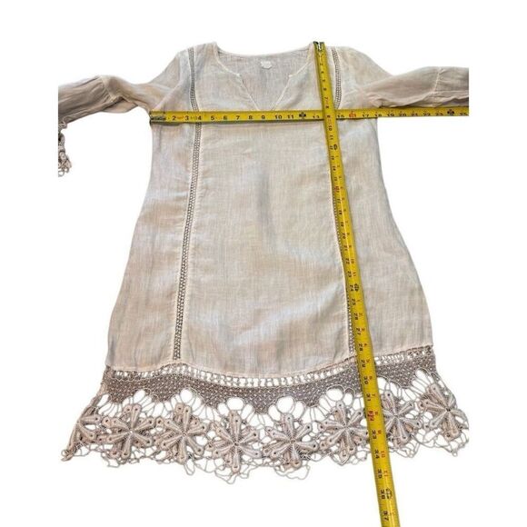 120% Lino Womens 100% Linen Beige Lace Dress Size 38 US XXS ( Fit XS) - Picture 8 of 14